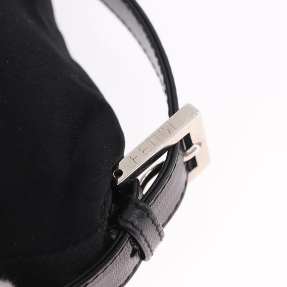 FENDI Mamma Baguette Schultertasche Baumwolljersey Schwarz Silber Auth 180863