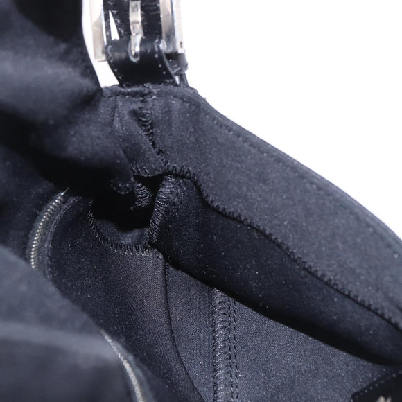 FENDI Mamma Baguette Schultertasche Baumwolljersey Schwarz Silber Auth 180863