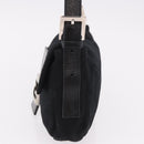 FENDI Mamma Baguette Schultertasche Baumwolljersey Schwarz Silber Auth 180863-4