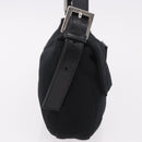 FENDI Mamma Baguette Schultertasche Baumwolljersey Schwarz Silber Auth 180863-5