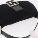 FENDI Mamma Baguette Schultertasche Baumwolljersey Schwarz Silber Auth 180863-6