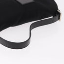 FENDI Mamma Baguette Schultertasche Baumwolljersey Schwarz Silber Auth 180863-7