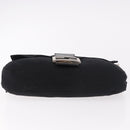FENDI Mamma Baguette Schultertasche Baumwolljersey Schwarz Silber Auth 180863-9