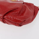 PRADA Pouch Patent leather Red Gold Auth 180864-14