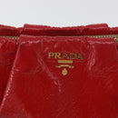 PRADA Pouch Patent leather Red Gold Auth 180864-17