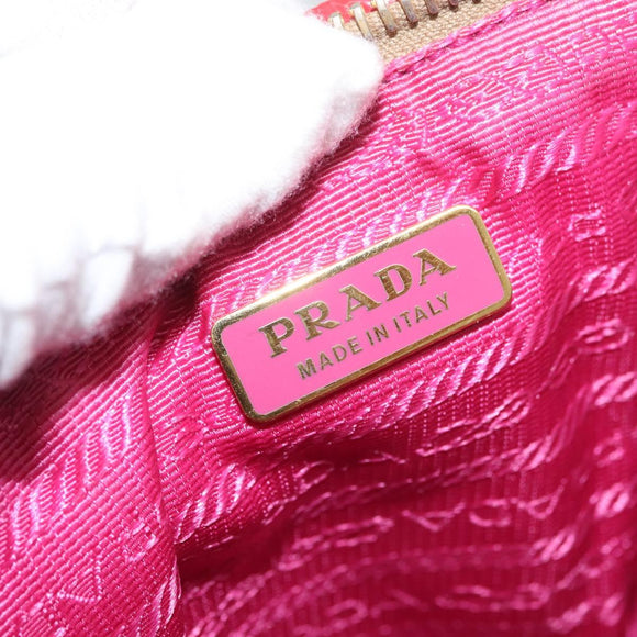 PRADA Pouch Patent leather Red Gold Auth 180864