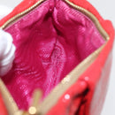 PRADA Pouch Patent leather Red Gold Auth 180864-19