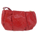 PRADA Pouch Patent leather Red Gold Auth 180864-2