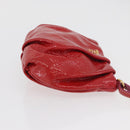 PRADA Pouch Patent leather Red Gold Auth 180864-3