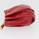 PRADA Pouch Patent leather Red Gold Auth 180864-4