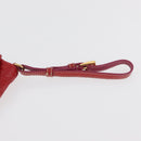 PRADA Pouch Patent leather Red Gold Auth 180864-6