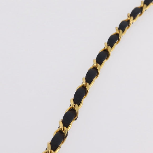 CHANEL Matelasse Chain Shoulder Bag Lamb Skin Black Gold CC Auth 180868