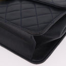 CHANEL Matelasse Chain Shoulder Bag Lamb Skin Black Gold CC Auth 180868-13