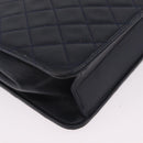 CHANEL Matelasse Chain Shoulder Bag Lamb Skin Black Gold CC Auth 180868-14