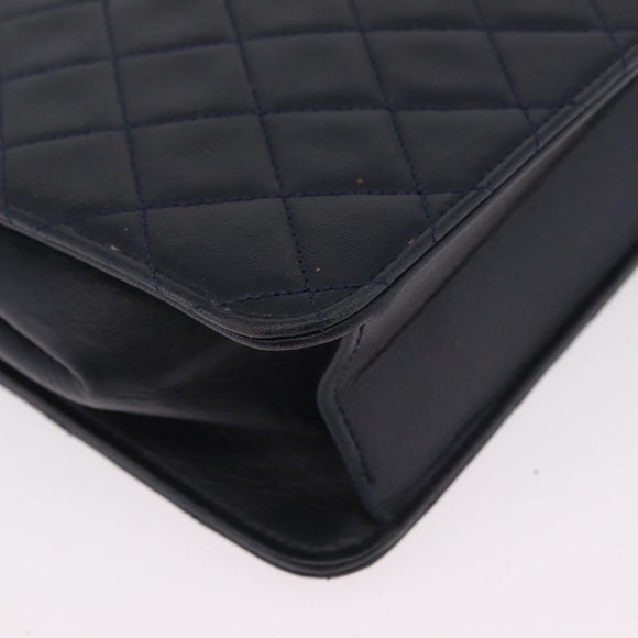 CHANEL Matelasse Chain Shoulder Bag Lamb Skin Black Gold CC Auth 180868