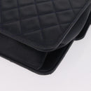 CHANEL Matelasse Chain Shoulder Bag Lamb Skin Black Gold CC Auth 180868-15