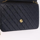 CHANEL Matelasse Chain Shoulder Bag Lamb Skin Black Gold CC Auth 180868-19