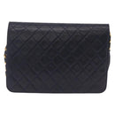 CHANEL Matelasse Chain Shoulder Bag Lamb Skin Black Gold CC Auth 180868-3
