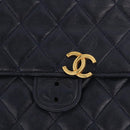 CHANEL Matelasse Chain Shoulder Bag Lamb Skin Black Gold CC Auth 180868-31