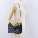 CHANEL Matelasse Chain Shoulder Bag Lamb Skin Black Gold CC Auth 180868-32