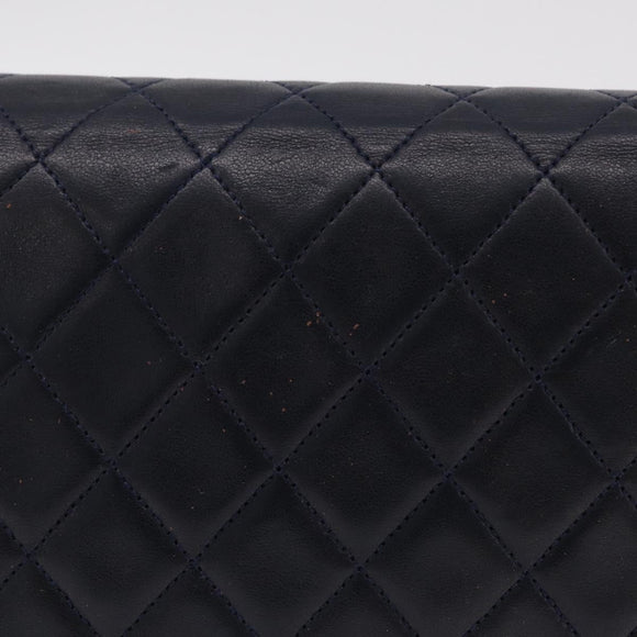 CHANEL Matelasse Chain Shoulder Bag Lamb Skin Black Gold CC Auth 180868