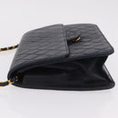 CHANEL Matelasse Chain Shoulder Bag Lamb Skin Black Gold CC Auth 180868-6