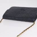 CHANEL Matelasse Chain Shoulder Bag Lamb Skin Black Gold CC Auth 180868-7