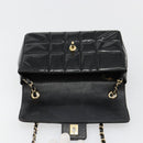 CHANEL Choco Bar Chain Shoulder Bag patent Black Gold CC Auth 180869SAV-18