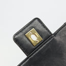 CHANEL Choco Bar Chain Shoulder Bag patent Black Gold CC Auth 180869SAV-10