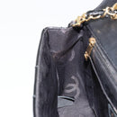 CHANEL Choco Bar Chain Shoulder Bag patent Black Gold CC Auth 180869SAV-21