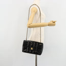 CHANEL Choco Bar Chain Shoulder Bag patent Black Gold CC Auth 180869SAV-25