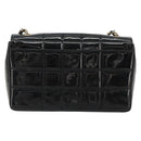 CHANEL Choco Bar Chain Shoulder Bag patent Black Gold CC Auth 180869SAV-2