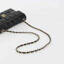 CHANEL Choco Bar Chain Shoulder Bag patent Black Gold CC Auth 180869SAV-7