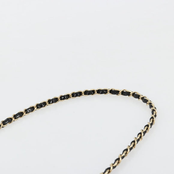 CHANEL Choco Bar Chain Shoulder Bag patent Black Gold CC Auth 180869SAV