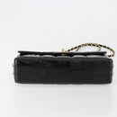 CHANEL Choco Bar Chain Shoulder Bag patent Black Gold CC Auth 180869SAV-5