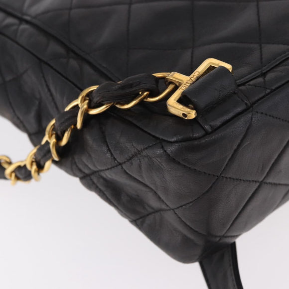 CHANEL Matelasse Ketting Rugzak Lamsleer Goud Zwart CC Auth 180873SAV