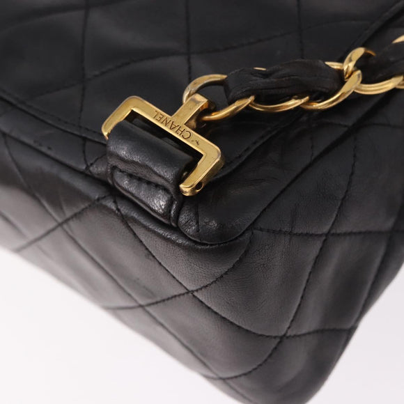 CHANEL Matelasse Ketting Rugzak Lamsleer Goud Zwart CC Auth 180873SAV