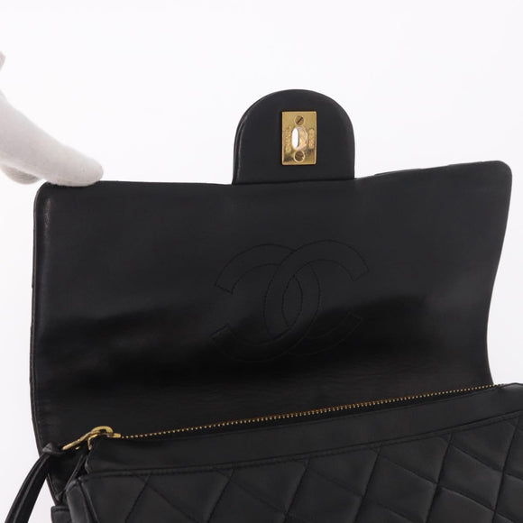 CHANEL Matelasse Ketting Rugzak Lamsleer Goud Zwart CC Auth 180873SAV