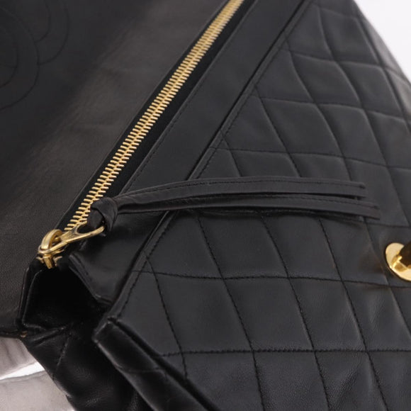 CHANEL Matelasse Ketting Rugzak Lamsleer Goud Zwart CC Auth 180873SAV