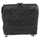 CHANEL Matelasse Ketting Rugzak Lamsleer Goud Zwart CC Auth 180873SAV-2