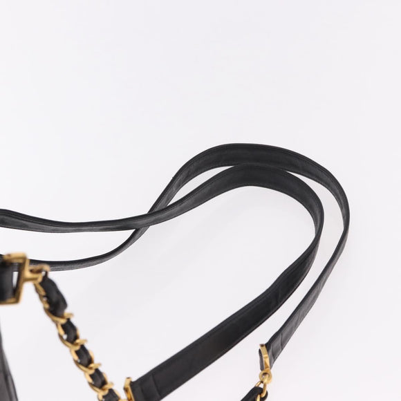 CHANEL Matelasse Ketting Rugzak Lamsleer Goud Zwart CC Auth 180873SAV