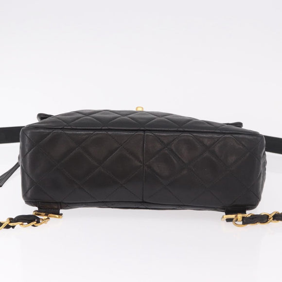 CHANEL Matelasse Ketting Rugzak Lamsleer Goud Zwart CC Auth 180873SAV