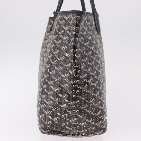 GOYARD Saint Louis PM Tote Bag Coated Canvas Black Silver Auth 180875