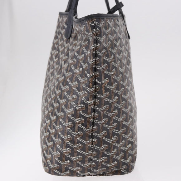 GOYARD Saint Louis PM Tote Bag Coated Canvas Black Silver Auth 180875