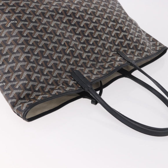 GOYARD Saint Louis PM Tote Bag Coated Canvas Black Silver Auth 180875