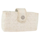 CHANEL Matelasse Pouch Coated Canvas White Silver CC Auth 180887A-1