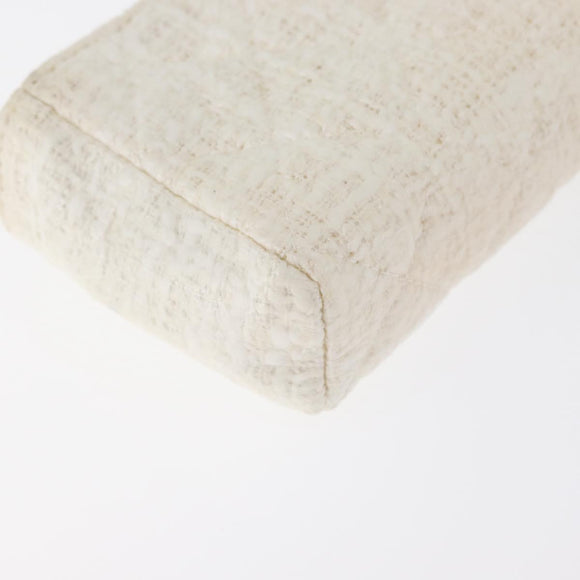 CHANEL Matelasse Pouch Coated Canvas White Silver CC Auth 180887A