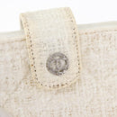 CHANEL Matelasse Pouch Coated Canvas White Silver CC Auth 180887A-12