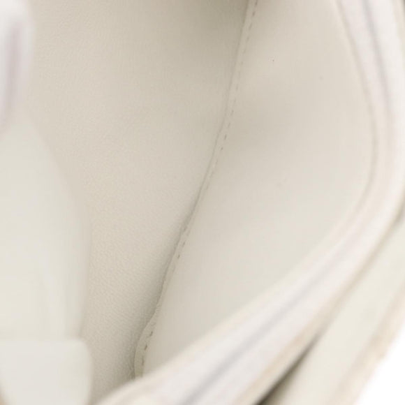 CHANEL Matelasse Pouch Coated Canvas White Silver CC Auth 180887A