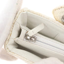 CHANEL Matelasse Pouch Coated Canvas White Silver CC Auth 180887A-20